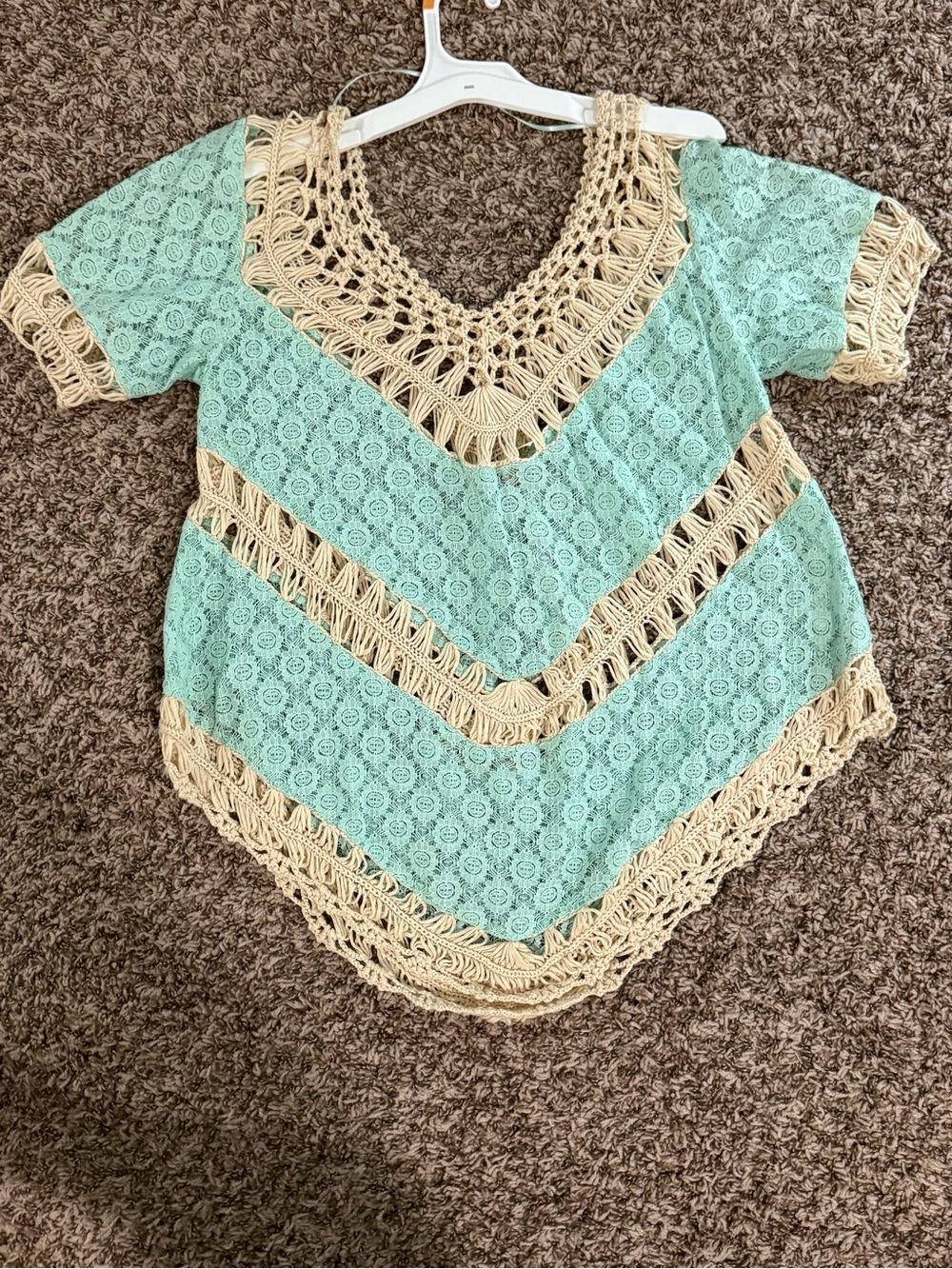 (3 item bundle!) Crochet Trim Lace Tunic in Mint and Cream